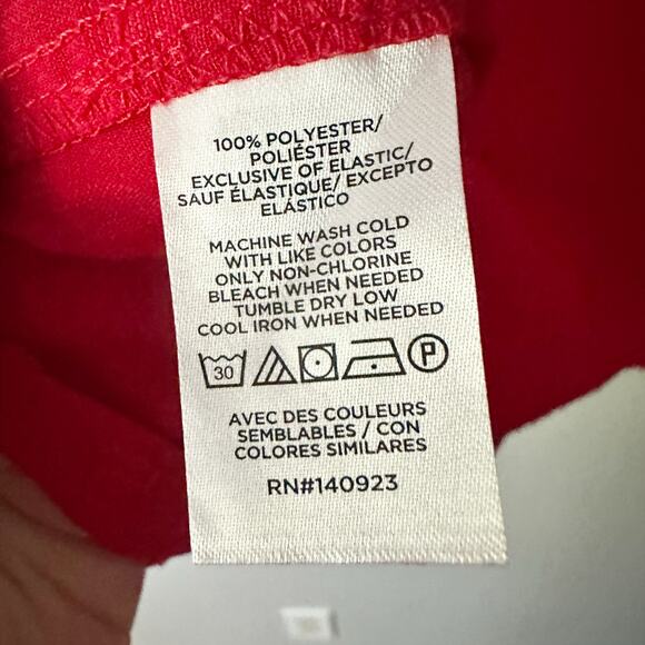 LOFT Red Mock Neck Tie Back‎ Long Sleeve Circle Jacquard Blouse women's size XL - Picture 5 of 10